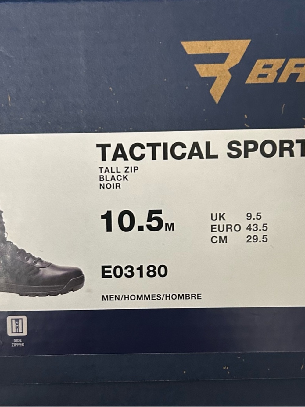 Bates Tactical Sport Tall Zip Boots 10.5 - Black